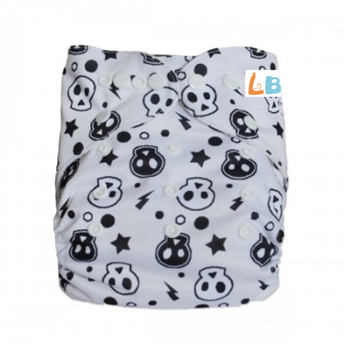 LBB(TM) Baby Resuable Washable Pocket Cloth Diaper,White Skulls