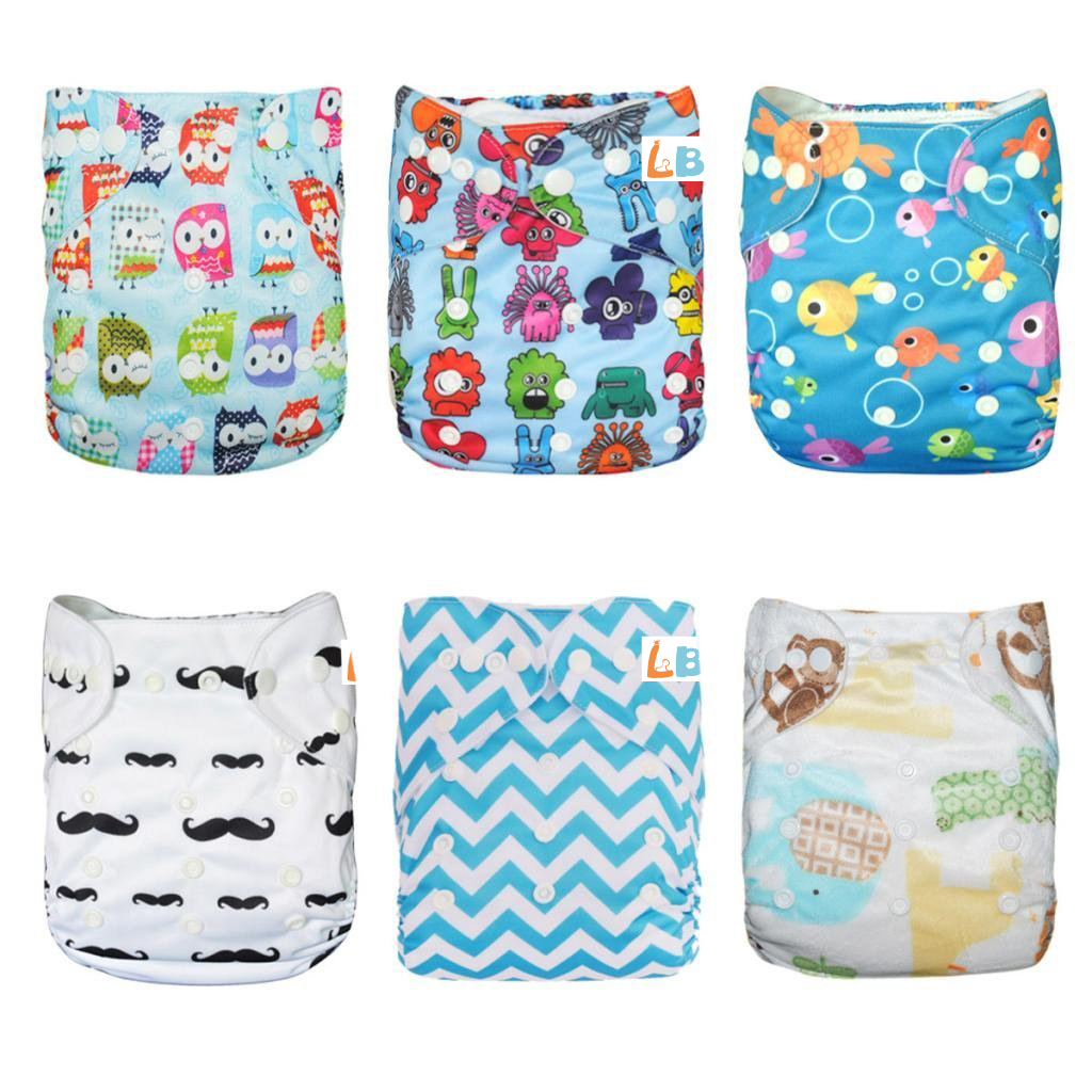 LBB(TM) Baby Resuable Washable Pocket Cloth Diaper With Adjustable Snap,6 pcs+ 6 inserts,Fish