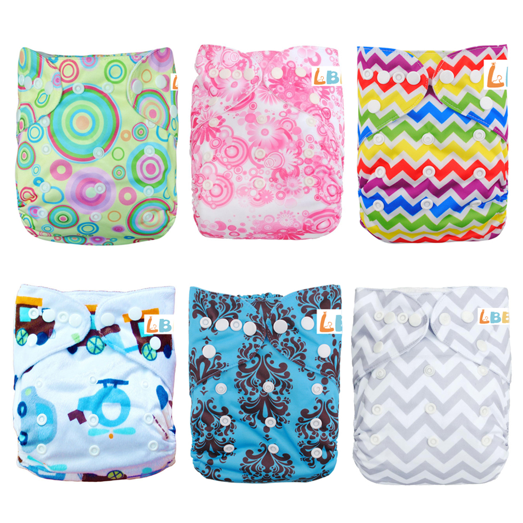 LBB(TM) Baby Resuable Washable Pocket Cloth Diaper With Adjustable Snap,6 pcs+ 6 inserts,(Girl C